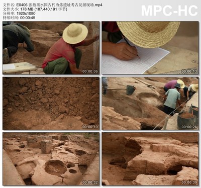 张掖黑水国古代冶炼遗址考古发掘现场 实拍动态视频素材