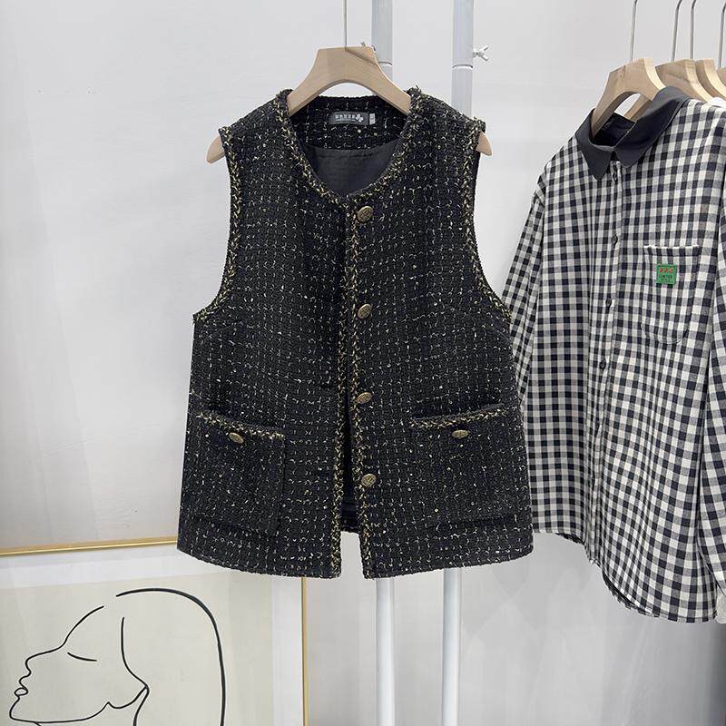 金属扣常规马夹彩色豆豆家小香风