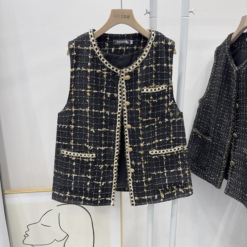 常规马夹彩色豆豆家小香风开襟