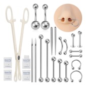 肚脐钉接引针 舌钉 乳环 穿孔辅助引导杆 唇钉 耳钉穿孔饰品新手