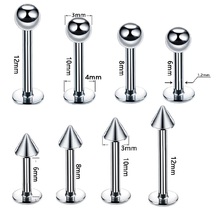 防过敏钛钢唇钉耳骨钉酒窝钉耳钉尖锥球形多尺寸欧美穿刺穿孔饰品