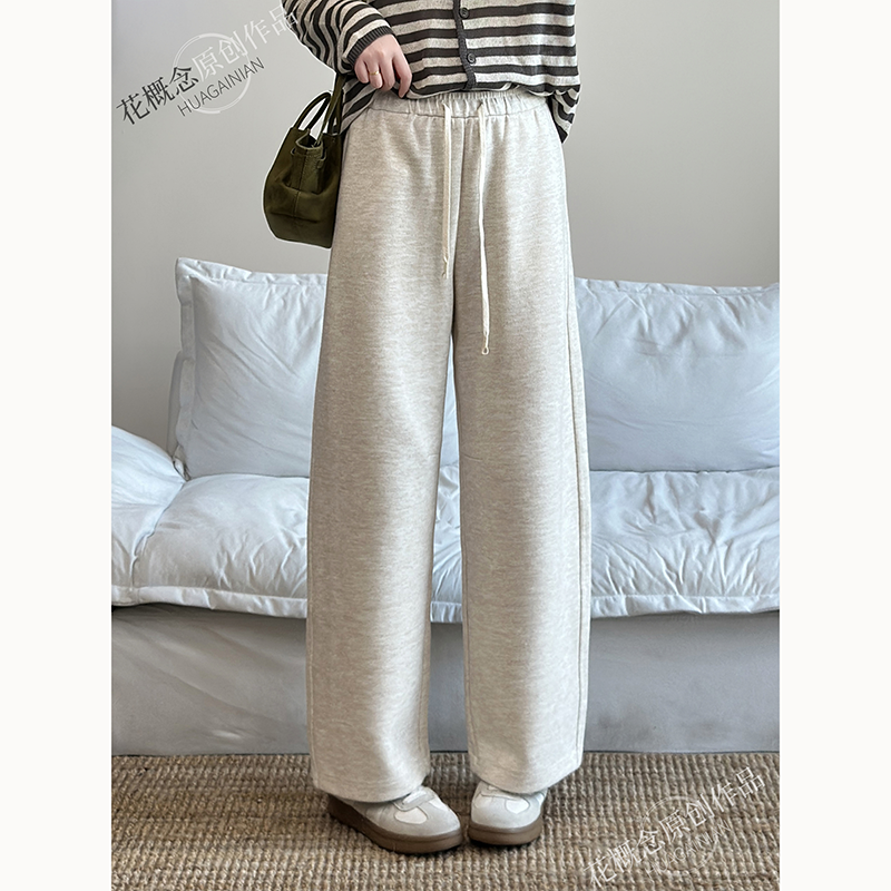 松紧腰抽绳口袋糯米裤