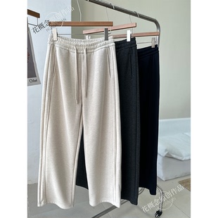 显瘦百搭慵懒风松紧腰卫裤 保暖长裤 加绒加厚冬季 花概念醋酸羊毛裤