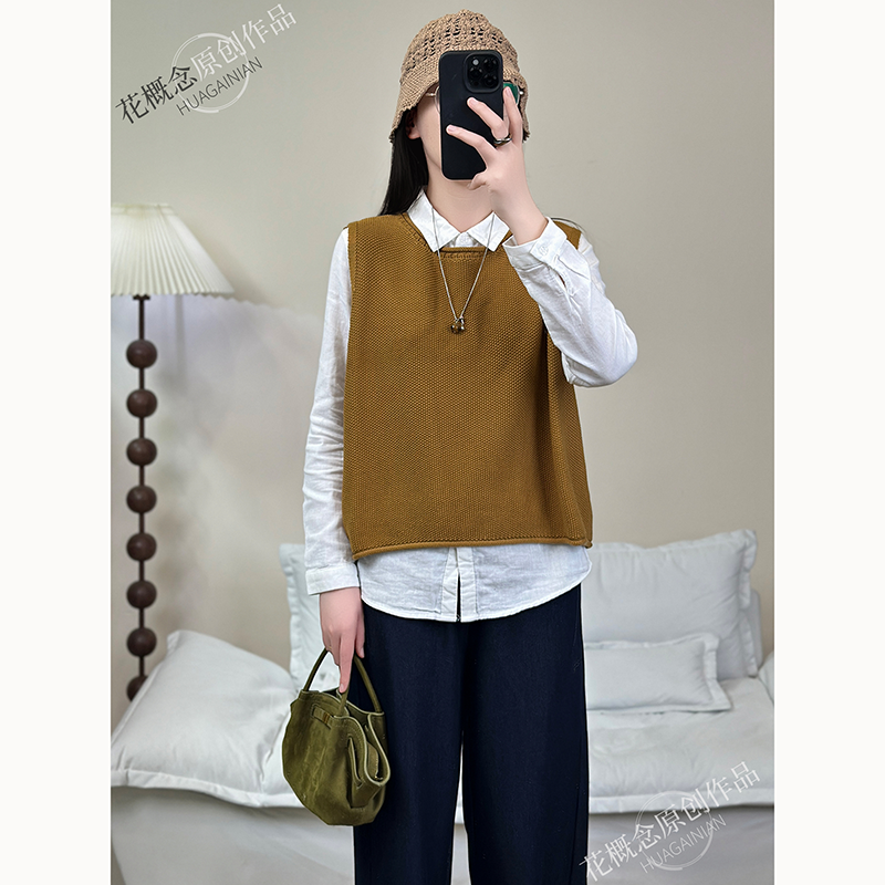 文艺复古风简约休闲针织马甲