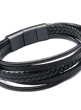 欧美个性街头潮霸气皮绳简约手链