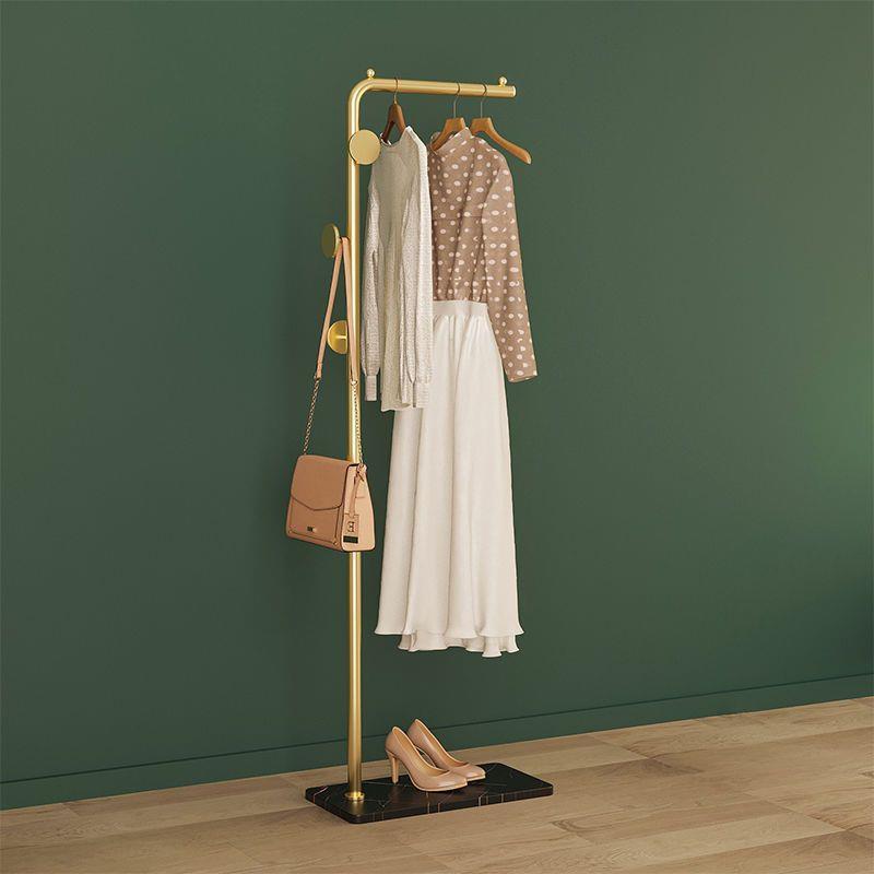 岩板石衣帽架卧室内简易家用晾衣架落地轻奢单杆式收纳挂衣挂包架