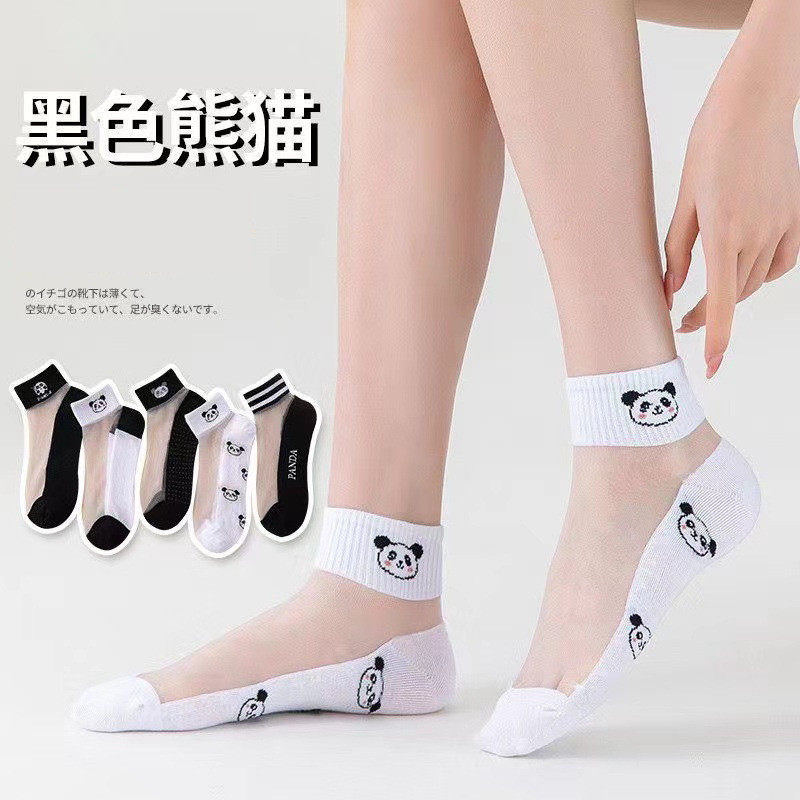 夏季女短袜水晶玻璃丝袜船袜夏季薄款可爱低帮浅口透气潮袜