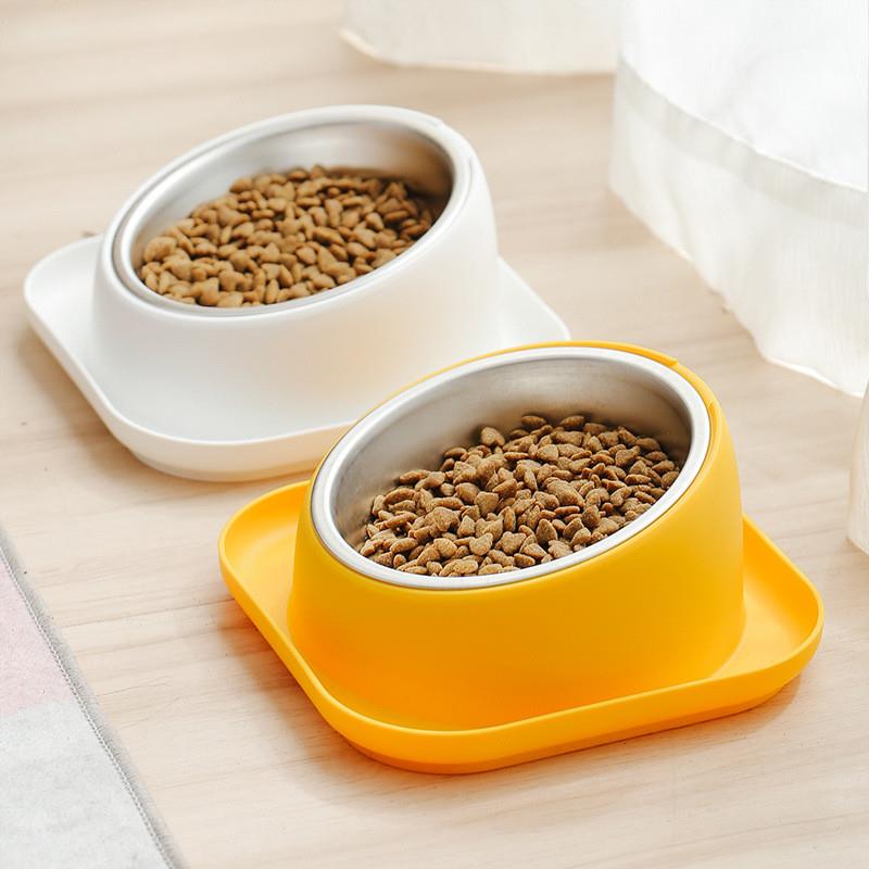 宠物碗猫碗斜口碗狗食盆防打翻狗碗保护颈椎不锈钢狗碗宠物喂食器