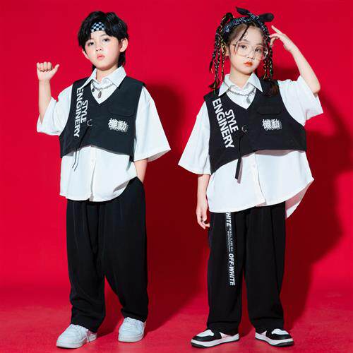 儿童街舞演出服少儿架子鼓表演服秋季女童走秀男童嘻哈潮服