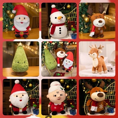厂家圣诞节礼物圣诞老人公仔麋鹿玩偶 圣诞活动礼品毛绒玩具
