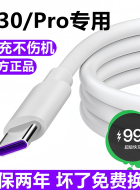 适用荣耀V30充电线数据线华为v30pro原装5A超级快充线充电器线40W