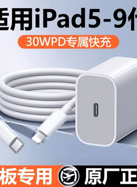适用苹果iPad平板7/8/9代充电器头快充原线装ipad5/6代数据线充电头