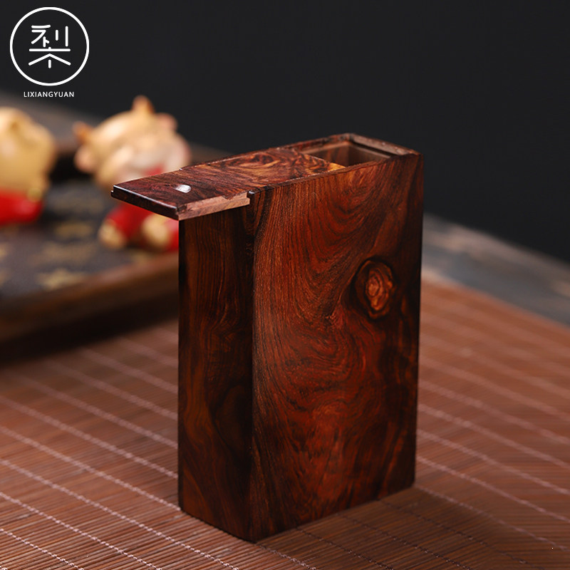 梨香院海南黄花梨烟盒满纹理瘤疤整包烟香味品香盒子收纳老料榫卯