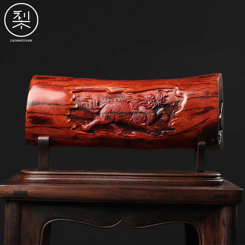 梨香院 麒麟横财摆件 印度小叶紫檀木雕工艺品家居饰品复古中国风