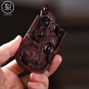 梨香院海南黄花梨日进斗金簸箕老鼠元宝手把件降香黄檀木手工雕刻