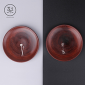 复古禅意 梨香院 中式 嵌银小碟子 木质多用小盘子 印度小叶紫檀木