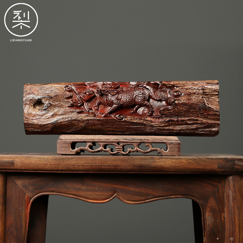 梨香院 麒麟横财摆件 印度小叶紫檀木雕工艺品客厅玄关复古中国风