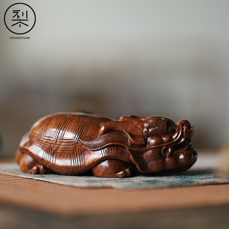 梨香院海南黄花梨龙九子赑屃霸下龙龟手把件红木手工雕刻降香黄檀