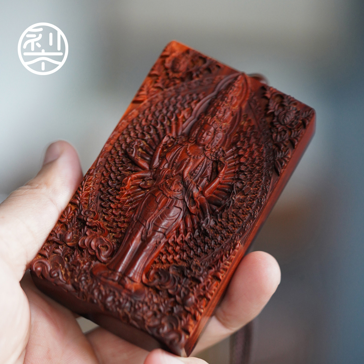 梨香院印度小叶紫檀老料千手观音手把件檀香紫檀红木老皮沙高密度