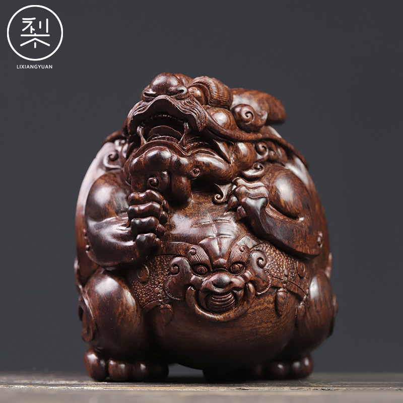 梨香院 海黄龙龟摆件 正宗海南黄花梨木雕工艺品手工雕刻小件中式