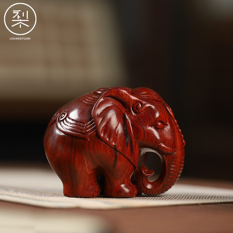 梨香院大象手把件印度小叶紫檀檀香紫檀盘玩红木茶宠送礼吉祥如意