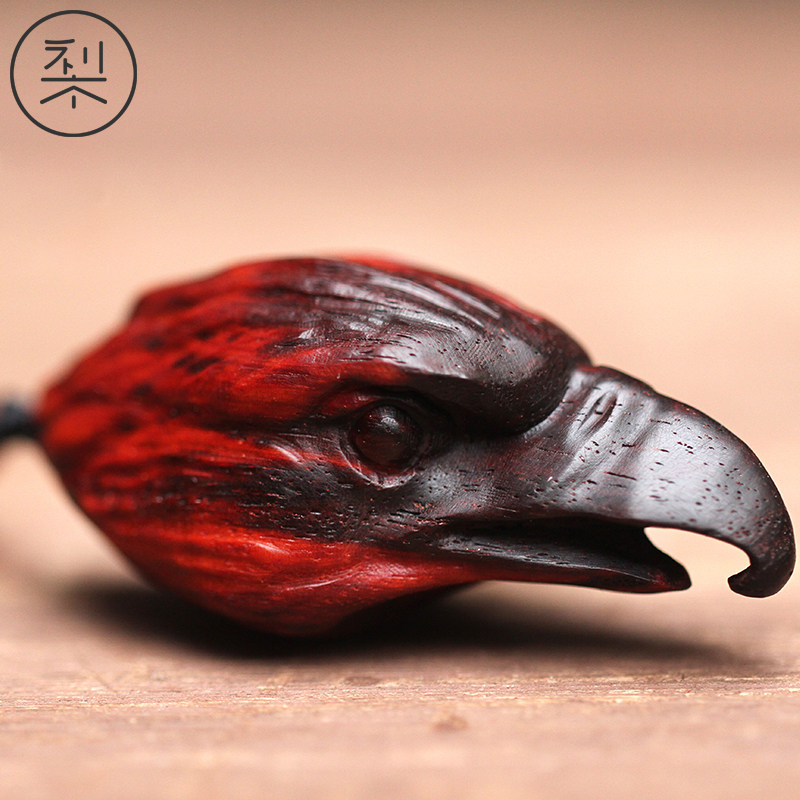 梨香院鹰头吊坠印度小叶紫檀木文玩挂件饰品随身红木木头木雕项链