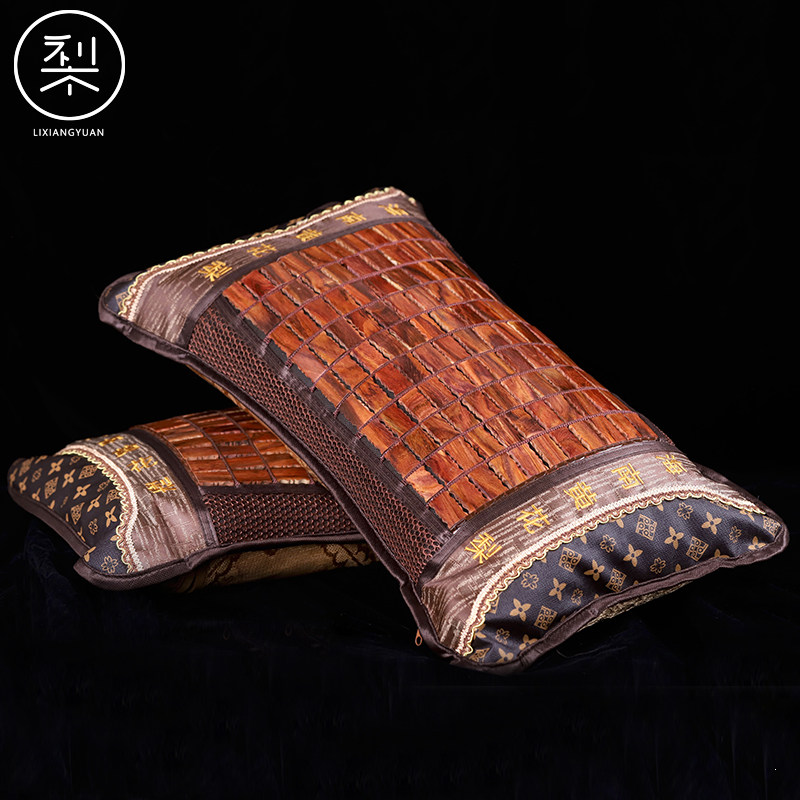 梨香院 海黄枕头 正宗海南黄花梨木麻将枕木屑保健枕老人护颈对枕