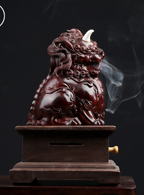 印度小叶紫檀狻猊喜烟好坐香炉