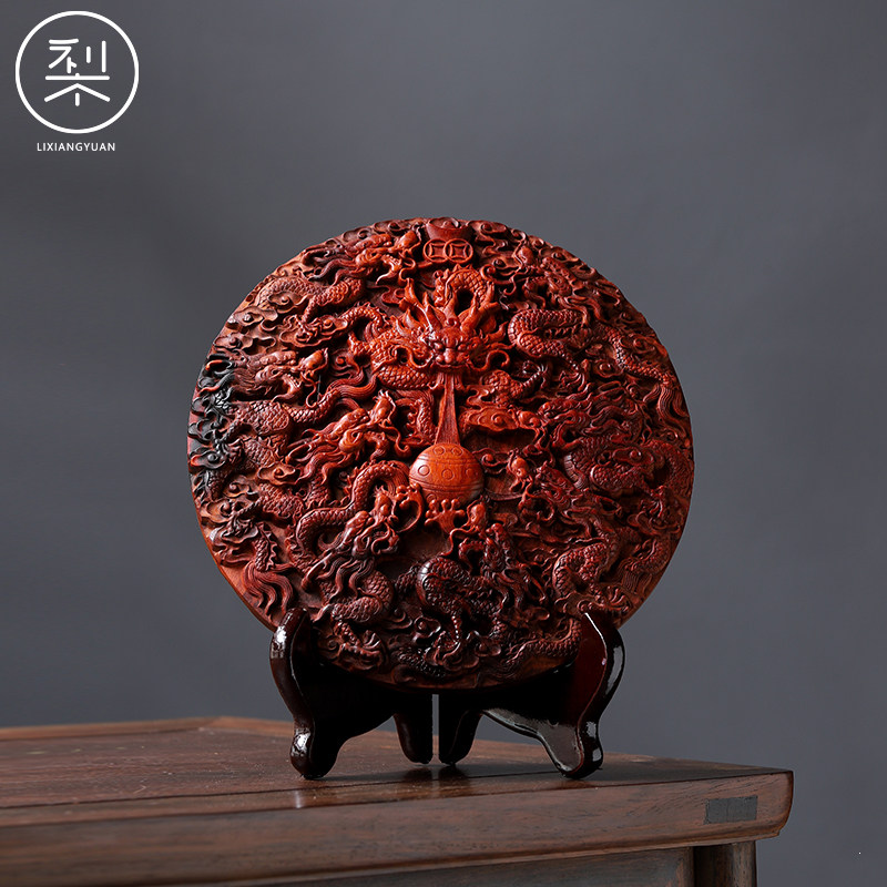 梨香院 九龙戏珠摆件 印度小叶紫檀木雕工艺品复古中国风雕刻小件