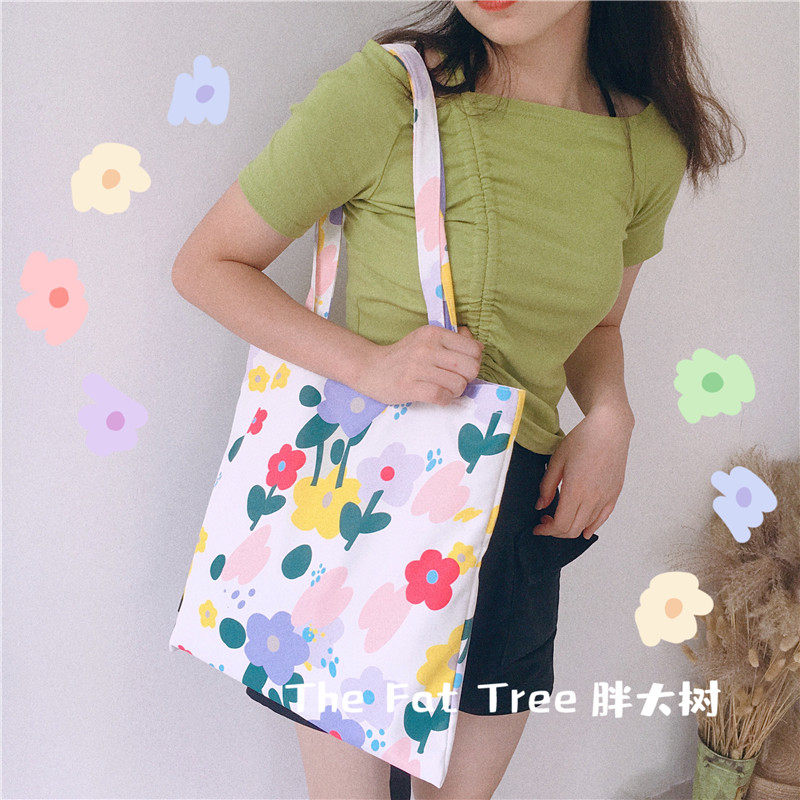 春季情人节森系花朵手提帆布包