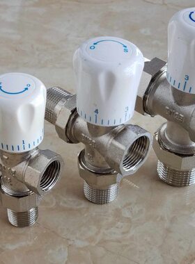 全铜暖气片手轮三通温控阀暖气三通手动调节温控阀4分6分1寸