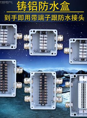 户外防水接线盒200*130*78铸铝金属过线盒电源盒1进5出带端子铝制