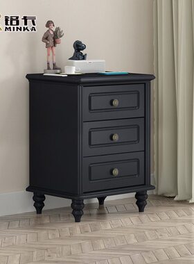 全实木床头30/35/40/45/50CM简欧经典黑卧室床边柜时尚轻奢收纳柜