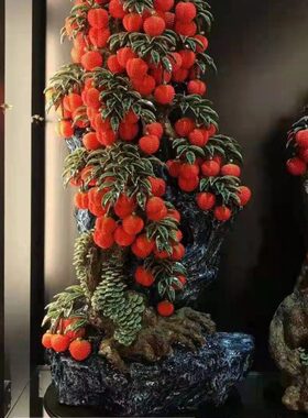 荔枝摆件满堂红手工水果石湾陶瓷公仔装饰新居礼品客厅玄关招财