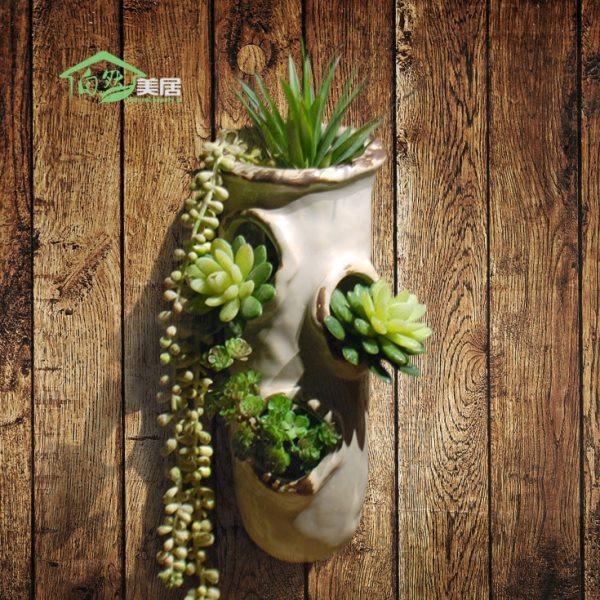 免打孔挂壁陶瓷多肉花盆个性多口悬挂花器露台花园围栏阳光房装饰,家居饰品,花盆,淘宝优惠券,粉丝福利购,淘宝优惠卷