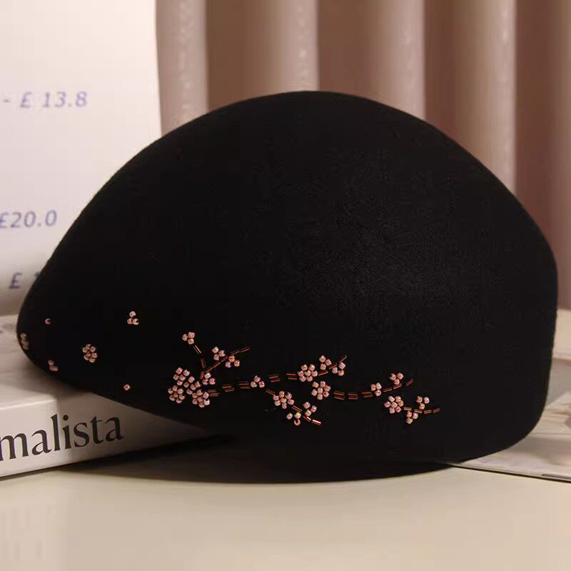 贝雷帽女秋冬天甜美可爱定型帽