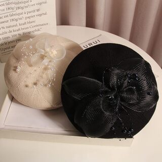贝雷帽韩国设计师款仙女蓓蕾帽夏季冰丝透气画家帽网红花朵南瓜帽