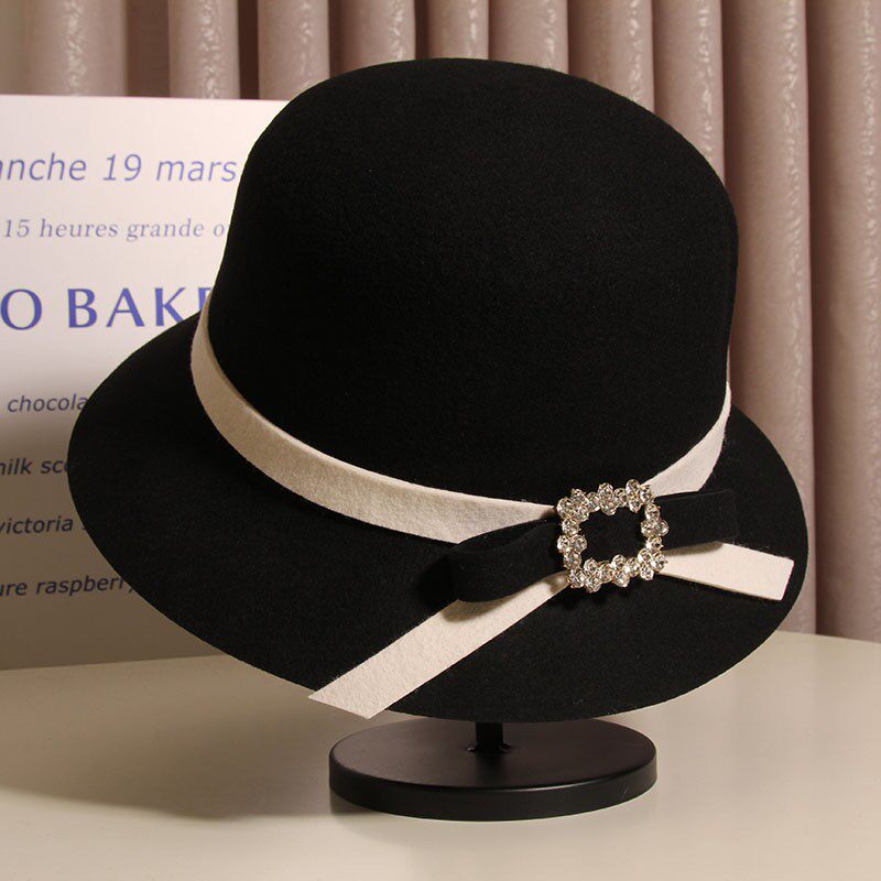 新款法式毛呢毡帽女秋冬羊毛渔夫帽女士冬天英伦复古百搭帽子女冬