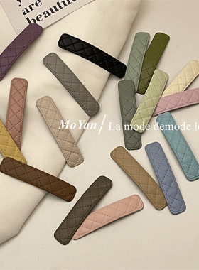 小香风发夹韩版简约百搭菱格纹布艺边夹刘海发卡发饰对夹碎发bb夹