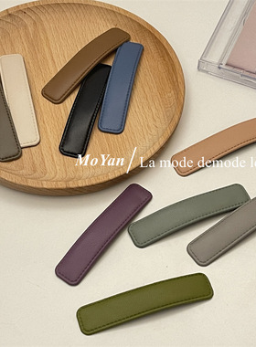 韩版侧边刘海皮质bb夹网红2023年新款糖果色后脑勺发夹女边夹头饰