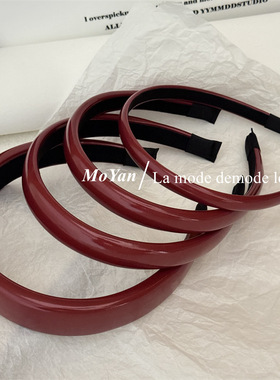 2024秋季新款复古红色皮质发箍女高颅顶压发头箍洗脸气质显白发卡