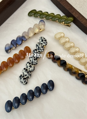 质感醋酸椭圆一字前额刘海发夹女侧边夹子精致鸭嘴夹网红新款发卡