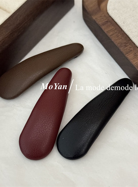 复古纹理皮质发夹韩版气质水滴BB夹侧边发卡刘海夹子后脑勺碎发夹