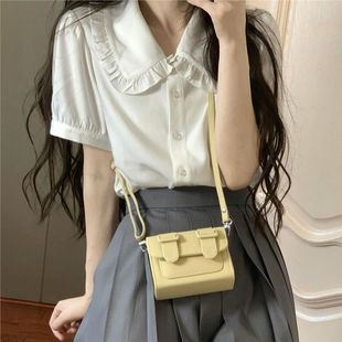 日系学院学生班服衬衣 白色花边娃娃领短袖 衬衫 夏季 JK制服裙套装