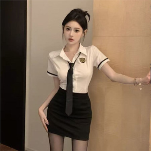 女款 职业装 夏季 时尚 气质工作服学院风JK制服衬衫 包臀裙套装