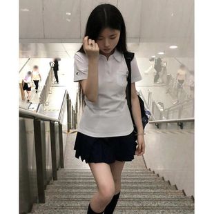 新款 学院风正版 日系原创夏季 JK制服Polo衫 校供感 修身 刺绣短袖