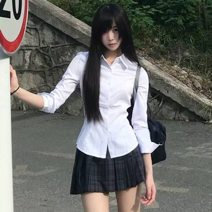 JK制服收腰衬衫上衣女秋季新款学院风修身显瘦设计感小众长袖