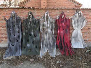 万圣节骷髅大吊鬼装饰恐怖布景专用吓人密室逃脱整蛊道具吊鬼大人