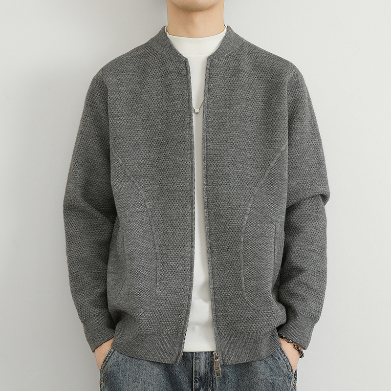 针织开衫外套男2025新款春秋季高端加厚毛衣男士棒球领夹克上衣服