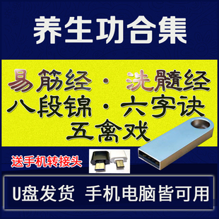 16G优盘养生功易筋经洗髓经八段锦六字诀五禽戏视频教学养生视频